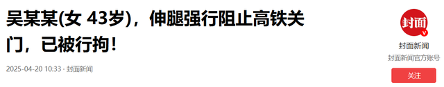 女子伸腿拦高铁后续：官方转达细节，女子身份被扒，结局大年夜

快人心