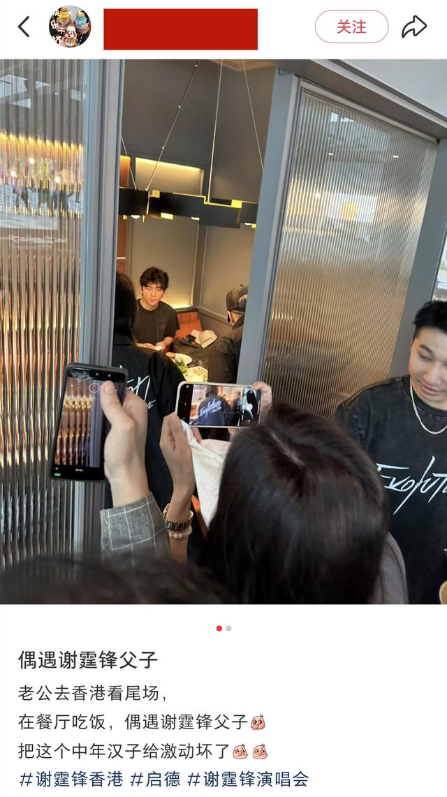 谢霆锋带儿子吃饭，谢振轩谢振南满脸崇拜看着爸爸，父子仨好温馨