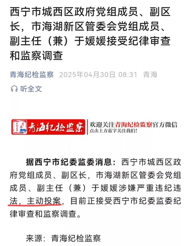 西宁市女巨贪于媛媛自动投案被查，78后，肤白貌美，大好出息断送