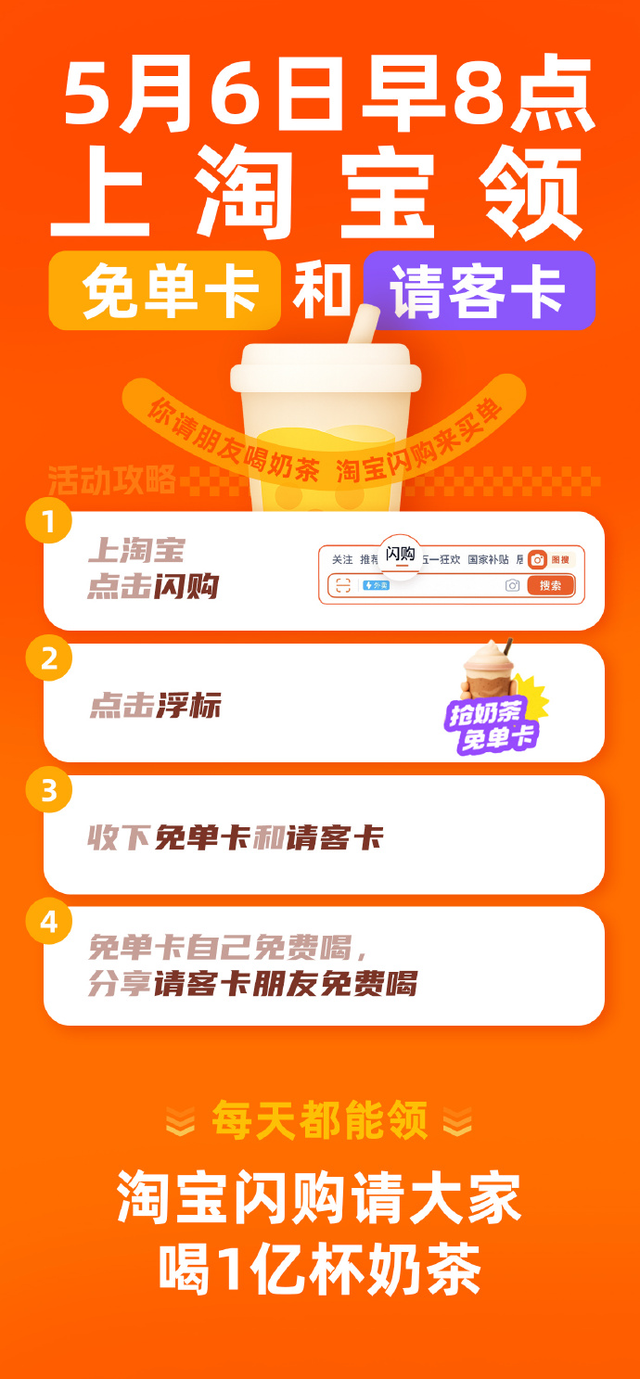 淘宝宣布：送出一亿杯奶茶！本日早上8点开抢，网友：又到了拼手速的时候……