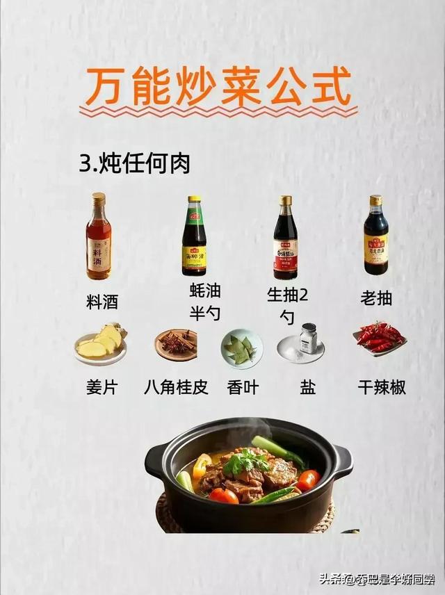 涨知识了！有人才竟然把全能炒菜公式给整理出来了，收藏
备用