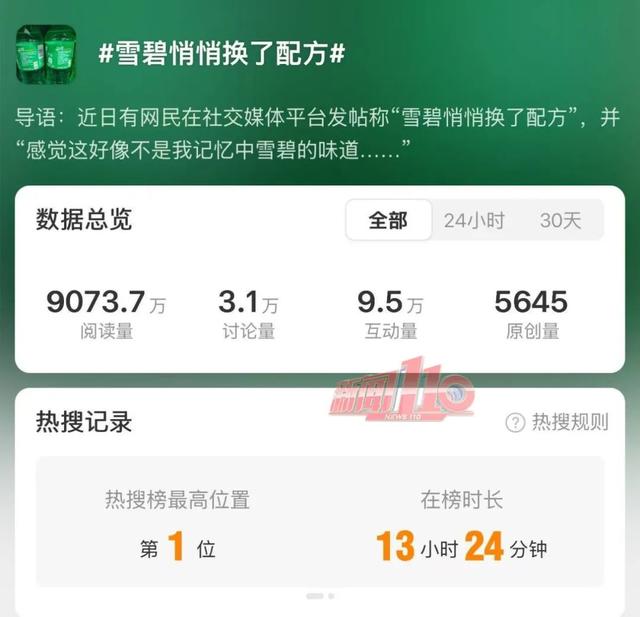 “难怪味道纰谬
”，雪碧静静换了配方？客服回应