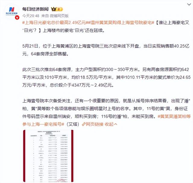 上海5000万豪宅被抢空，曝业主名单，潘某柏、沙某亮、黄某昊在列