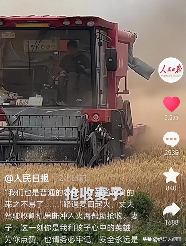 人平易近
日报表扬！外子
火海抢收麦田后续，政府颁奖，妻子回应引泪目