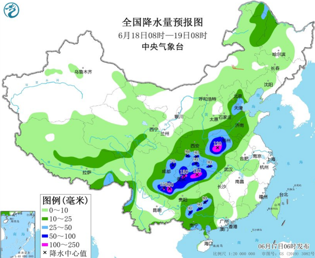 新一轮降雨周全
来袭，主要散布
如下地区，6月18~19日气候预报！