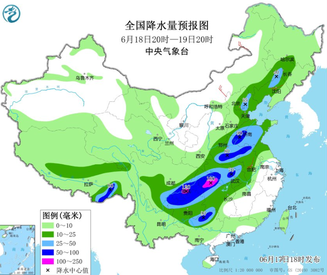 新一轮降雨全面
来袭，主要分布

如下地区，6月18~19日气候预报！